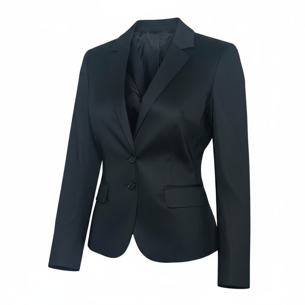 Ann Taylor Women's Size 12 Black Blazer Cotton Blend 2-Button Jacket Career
